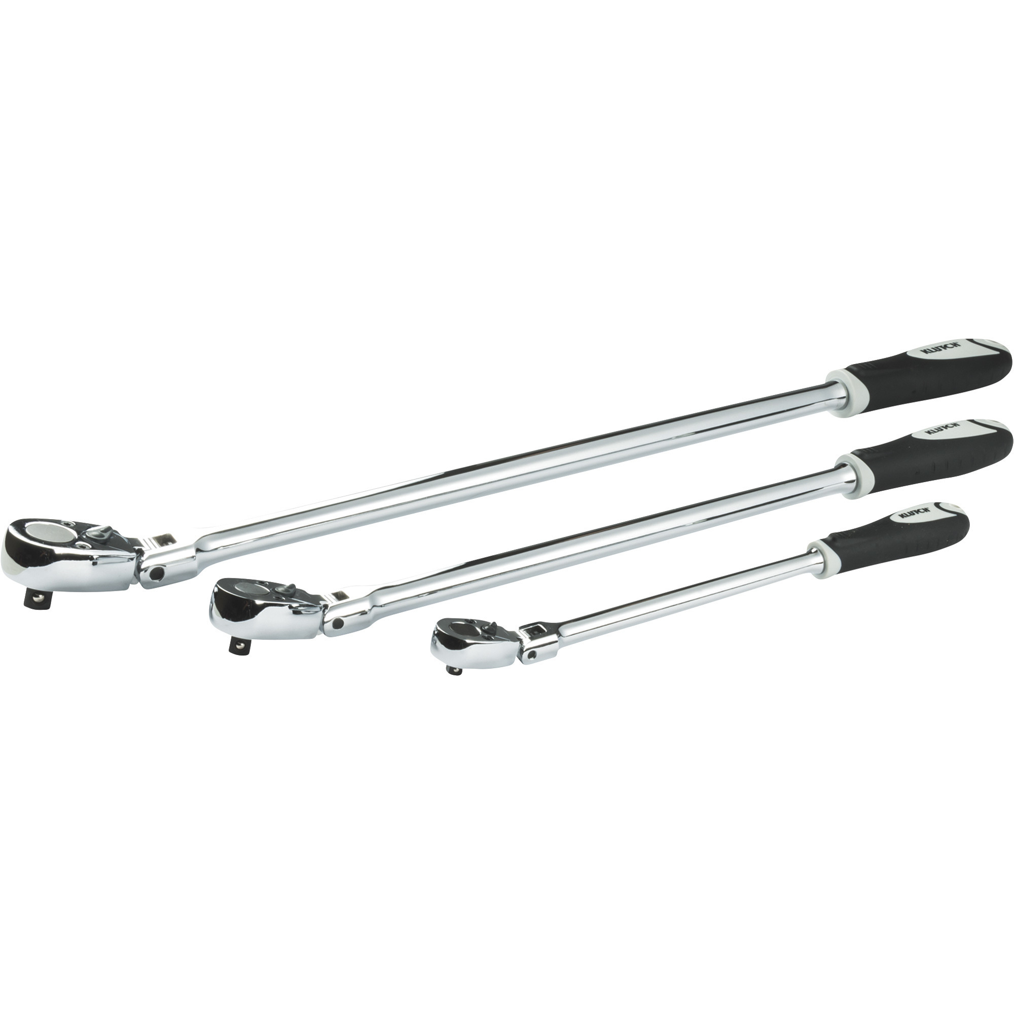 Klutch Flex Head Ratchet Set, 3-Pc., 1/4in., 3/8in. and 1/2in. Drive